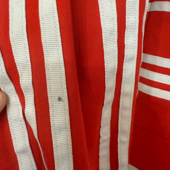 adidas xJji Won Choi Women's Red and White Striped Bomber Jacket - Picture 6 of 6